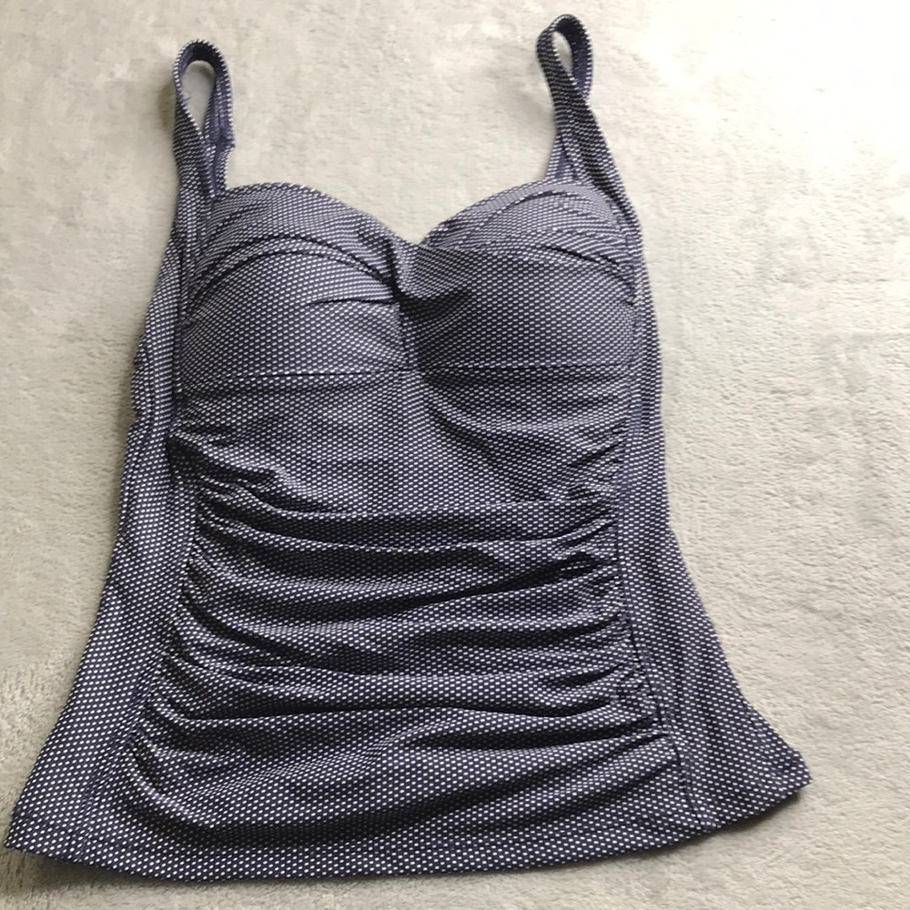Nip Tuck Swim‎ Blue Polka Dot Tankini Top Size 4